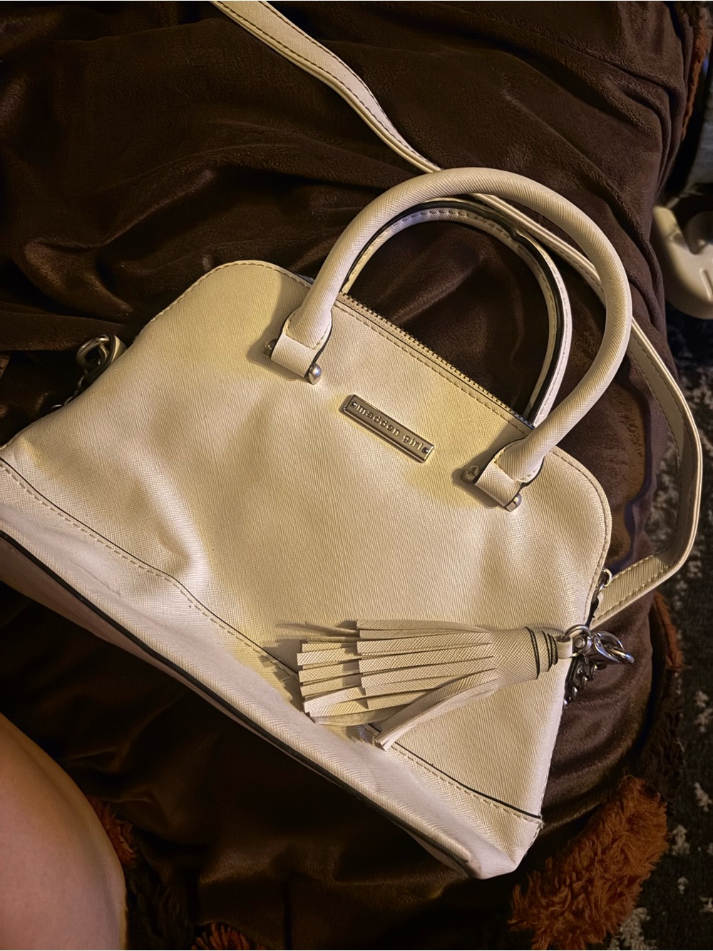 Madden Girl Ivory Dome Satchel with Tassel